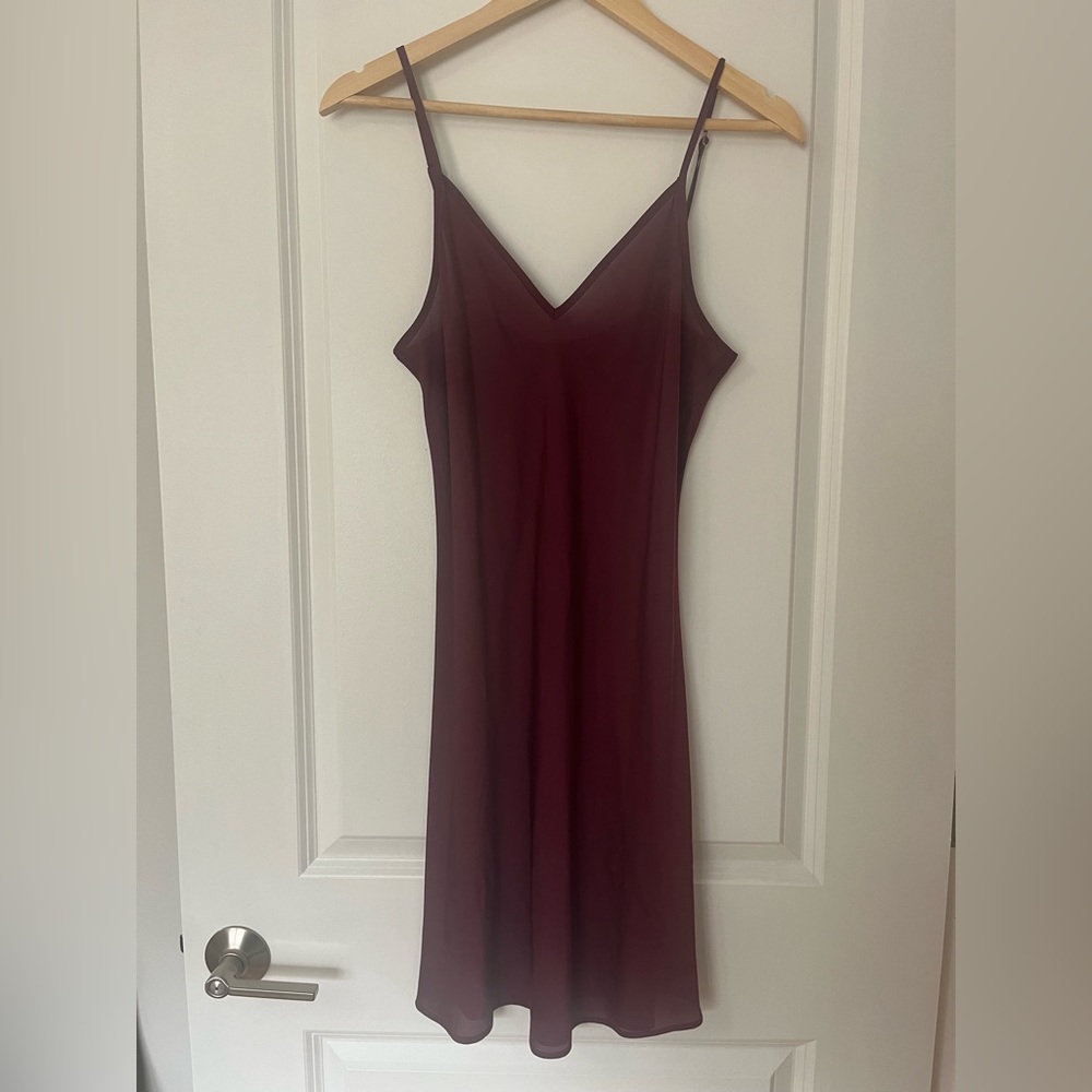 Armani Jeans y2k slip dress burgundy 6 vintage silky summer simple tank oxblood - Picture 2 of 4